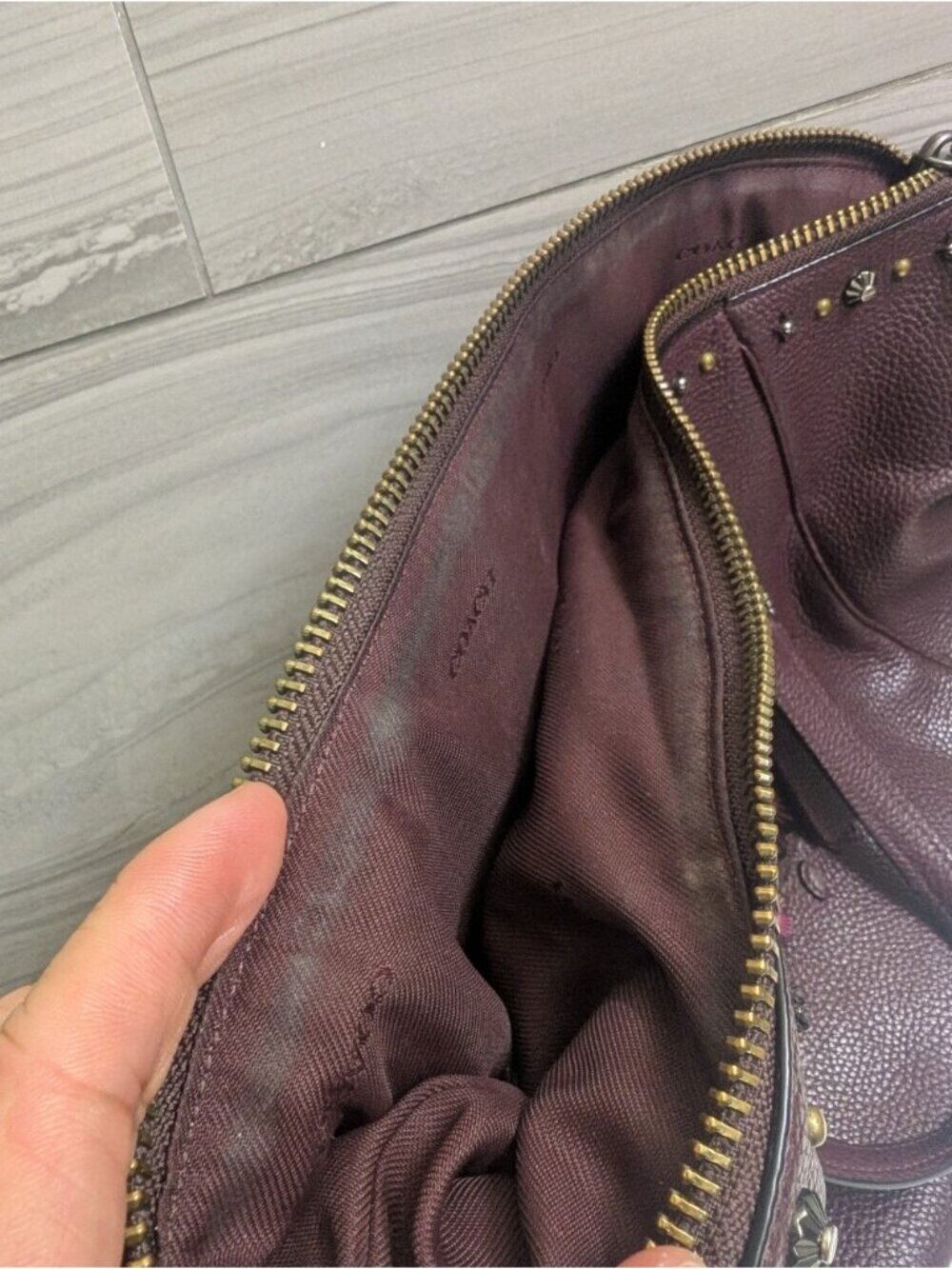 🔥 RARE🔥 Coach Dark Oxblood With Multi-Colored Tea Floral - Satchel Tote Bag - Picture 13 of 16